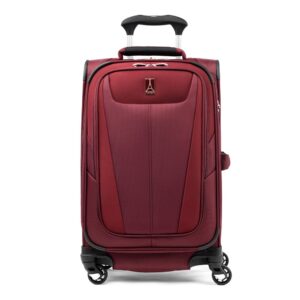 travelpro maxlite 5 softside expandable carry on luggage with 4 spinner wheels, lightweight suitcase, men and women, burgundy, carry on 21-inch