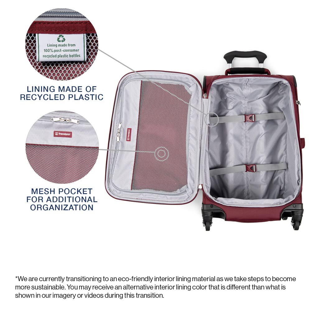 Travelpro Maxlite 5 Softside Expandable Carry on Luggage with 4 Spinner Wheels, Lightweight Suitcase, Men and Women, Burgundy, Carry On 21-Inch