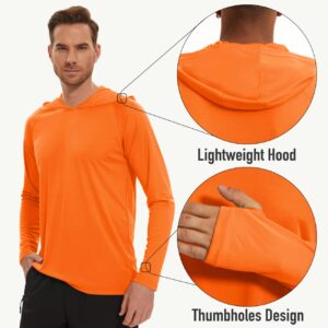 Men's UPF 50+ Hooded Long Sleeve Shirt for Fishing, Hiking & Workout - Orange