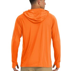 Men's UPF 50+ Hooded Long Sleeve Shirt for Fishing, Hiking & Workout - Orange