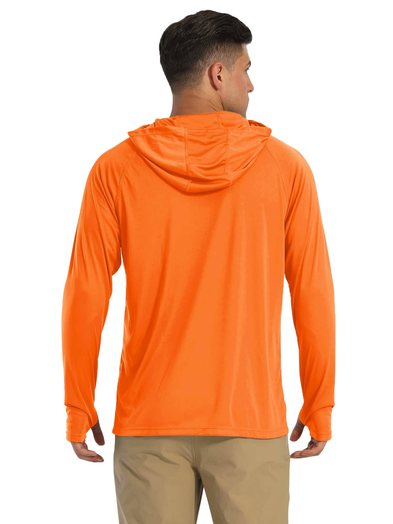 Men's UPF 50+ Hooded Long Sleeve Shirt for Fishing, Hiking & Workout - Orange