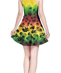 CowCow Womens Marijuana Zigzag Leaves Sleeveless Dress, Green - 4XL