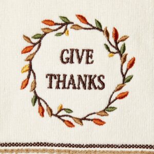 SKL Home Harvest Give Thanks/Home Hand Towel Set, Natural 2 Count, Small