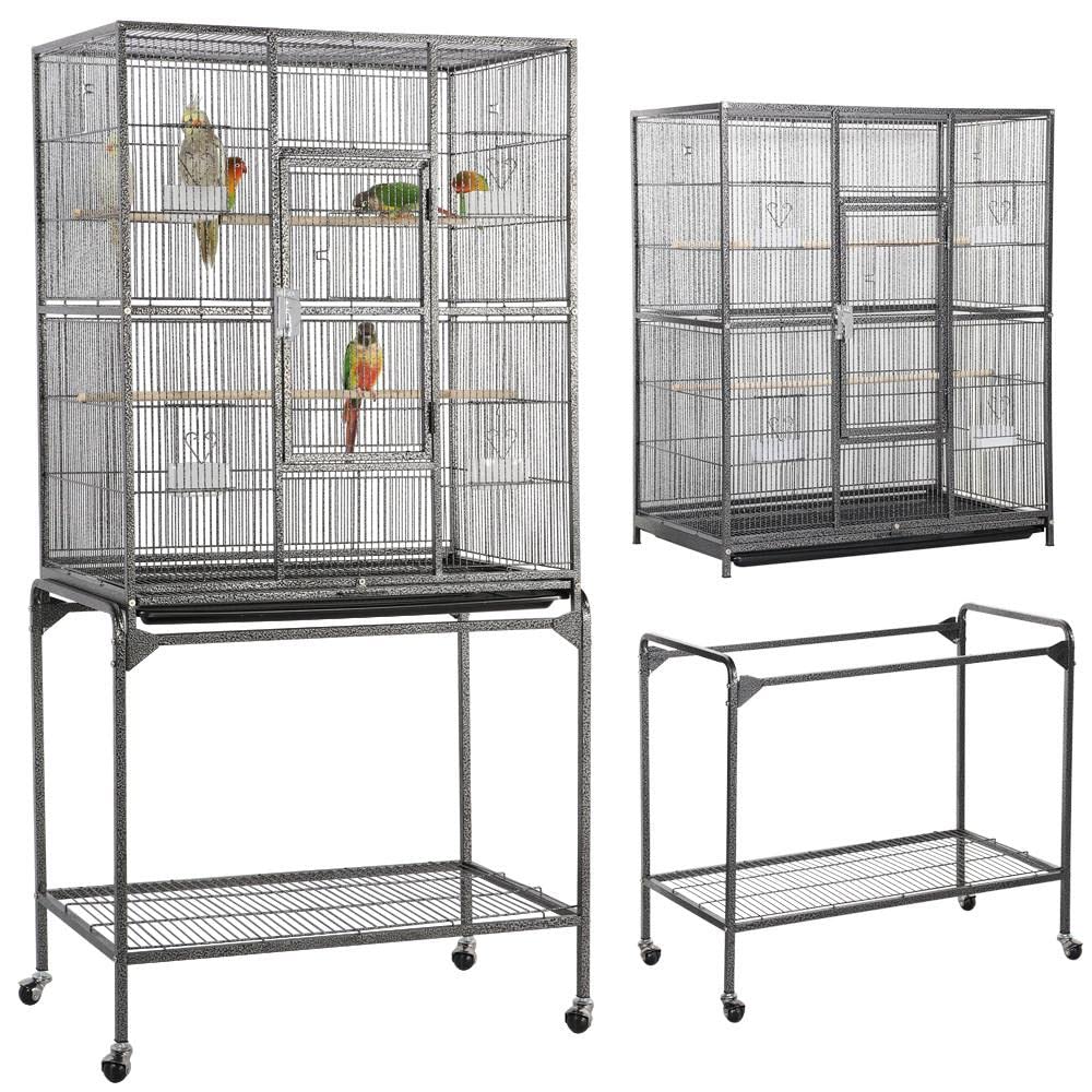 Yaheetech 63'' Detachable Parrot Cage for Cockatiel Sun Parakeet Green Cheek Conure Lovebird Budgie Finch Bird Cage with Stand