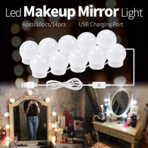 Hollywood Led Vanity Lights Strip Kit with 14 Dimmable Light Bulbs for Full Body Length Makeup Mirror, Wall Mirror, Plug in Vanity Mirror Lights with Power Supply, 3 Color Modes, Mirror Not Included