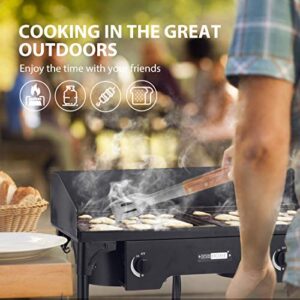 VIVOHOME Double Burner Stove 150,000 BTU/hr, Heavy Duty Outdoor Dual Propane with Windscreen and Detachable Legs Stand for Camping Cookout