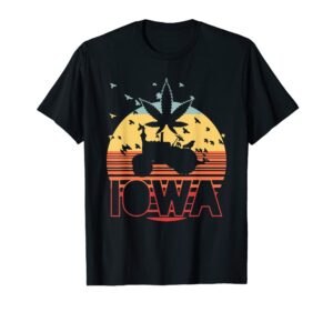 retro rainbow tractor farmer iowa farmer cbd oil hemp oil t-shirt