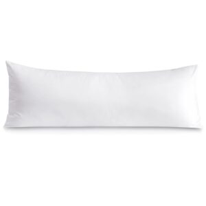 body pillowcase 20x48 body pillow cover white zipper closer set of 1 piece body pillow case premium -600 thread count hotel quality 100% soft egyptian cotton body pillowcases 20 x 48,white solid