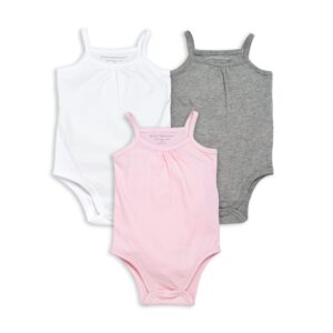 burt's bees baby unisex baby bodysuits, 3-pack long & short-sleeve one-pieces, 100% organic cotton bodysuit, white/pink/grey camis, 18 months us