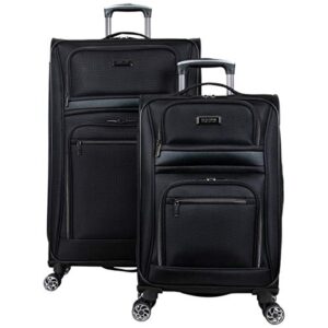 kenneth cole reaction rugged roamer lightweight softside expandable 8-wheel spinner luggage, black, 2-piece (20” carry-on/28” check size)