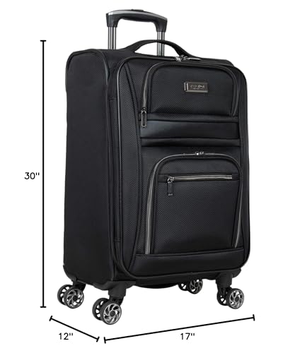 Kenneth Cole REACTION Rugged Roamer Lightweight Softside Expandable 8-Wheel Spinner Luggage, Black, 2-Piece (20” Carry-On/28” Check Size)