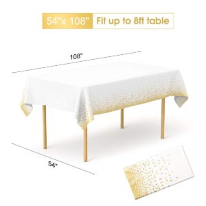 HOMIX Plastic Tablecloths for Rectangle Tables, 6 Pack Disposable Party Table Cloths, Gold Dot Confetti Table Covers with 30 Balloons for Birthday Parties Wedding Anniversary Baby Shower, 54" x 108"