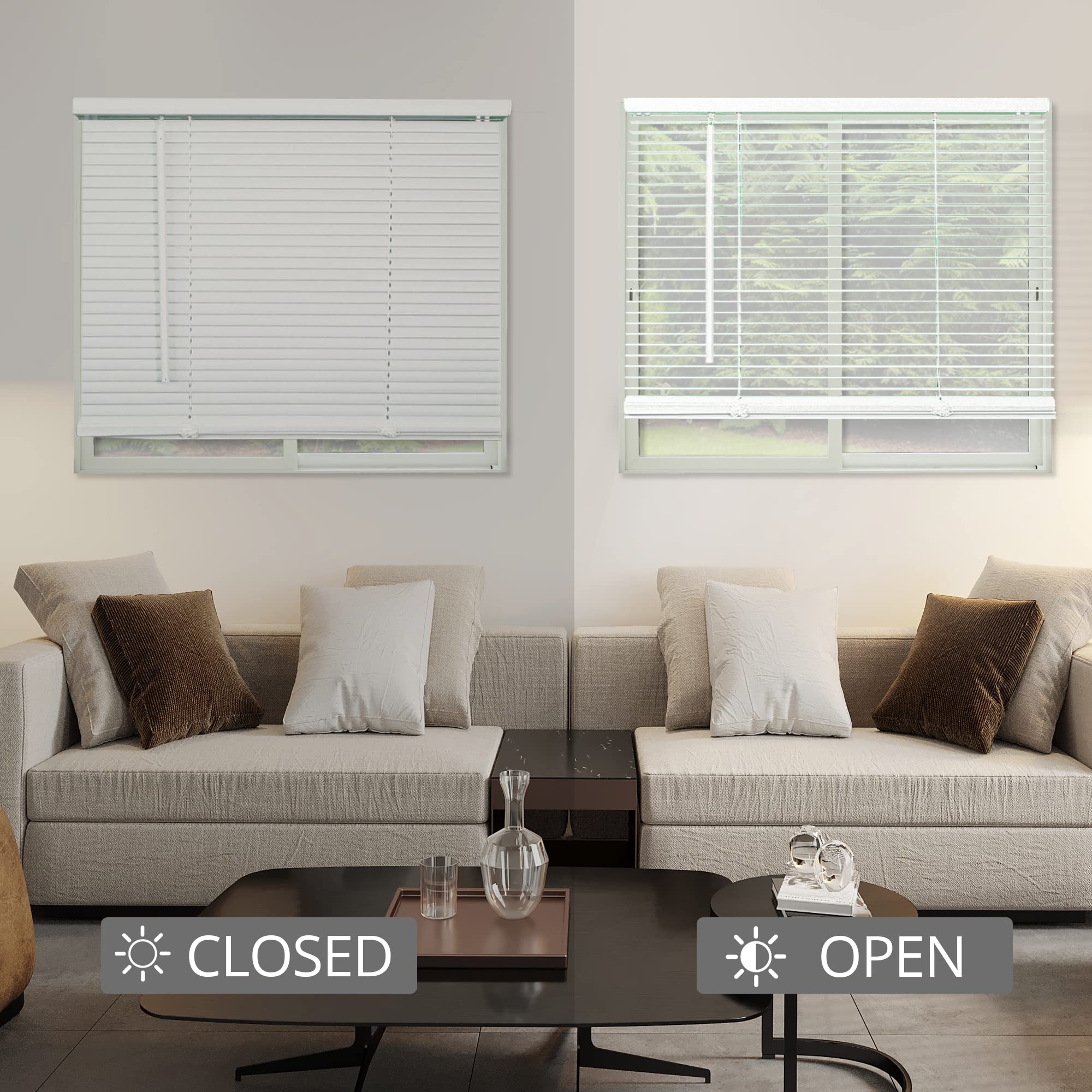 CHICOLOGY Blinds for Windows , Mini Blinds , Window Blinds , Door Blinds , Blinds & Shades , Camper Blinds , Mini Blinds for Windows , Horizontal Window Blinds , Gloss White , 47"W X 36"H