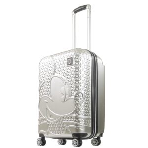 ful disney mickey mouse 25 inch rolling luggage, hardside suitcase with spinner wheels, silver