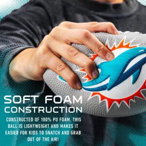 Franklin Sports NFL Miami Dolphins Football - Kids Foam Football - Soft Football - Mini Size - Perfect for Gameday - 8.5" 3D Logos!