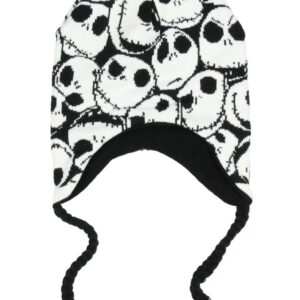 Nightmare Before Christmas Jack Skellington Allover Print Laplander Beanie White