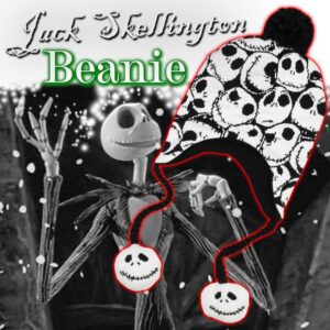 Nightmare Before Christmas Jack Skellington Allover Print Laplander Beanie White