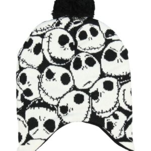 Nightmare Before Christmas Jack Skellington Allover Print Laplander Beanie White