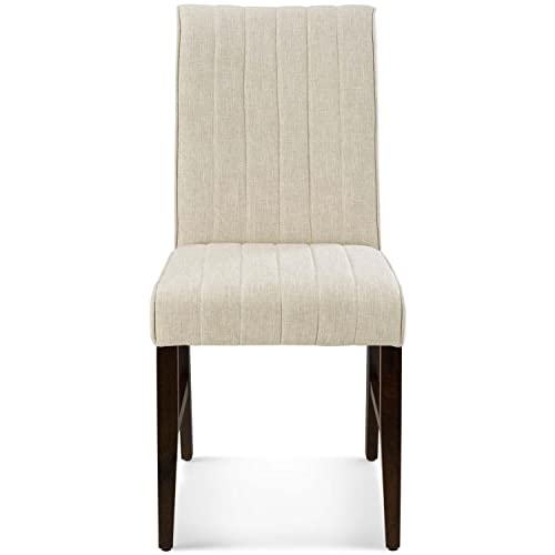 Modway Motivate Channel Tufted Upholstered Fabric Dining Side Chair, Set of 2, Beige