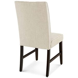 Modway Motivate Channel Tufted Upholstered Fabric Dining Side Chair, Set of 2, Beige