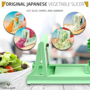 Vollum Japanese Turning Vegetable Spiralizer, Veggie Spiralizer For Fresh Zucchini, Squash, Butternut Squash with 1 Straight-Edged Blade and 3 Serrated Blades