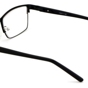 V.W.E. Men Premium Rectangle Metal with Plastic Temple Extra Large Reader - 152mm Wide Frame Reading Glasses (Black, 1.50)