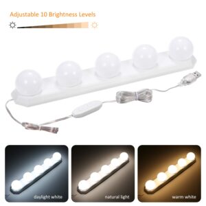 Tomshine LED Vanity Lights for Mirror 5 Bulbs 3 Color Modes Brightness Dimmable 4W USB Power Makeup Cosmetic Table Dressing Light for Bathroom Dressing Room Christmas Gift