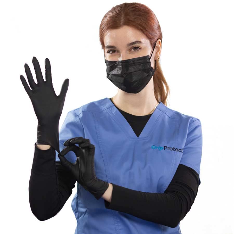 GripProtect® Precise Black Nitrile Exam Gloves | 4 Mil | Chemo-Rated | Food, Home, Hospital, Law Enforcement, Tattoo | (Small, 100)