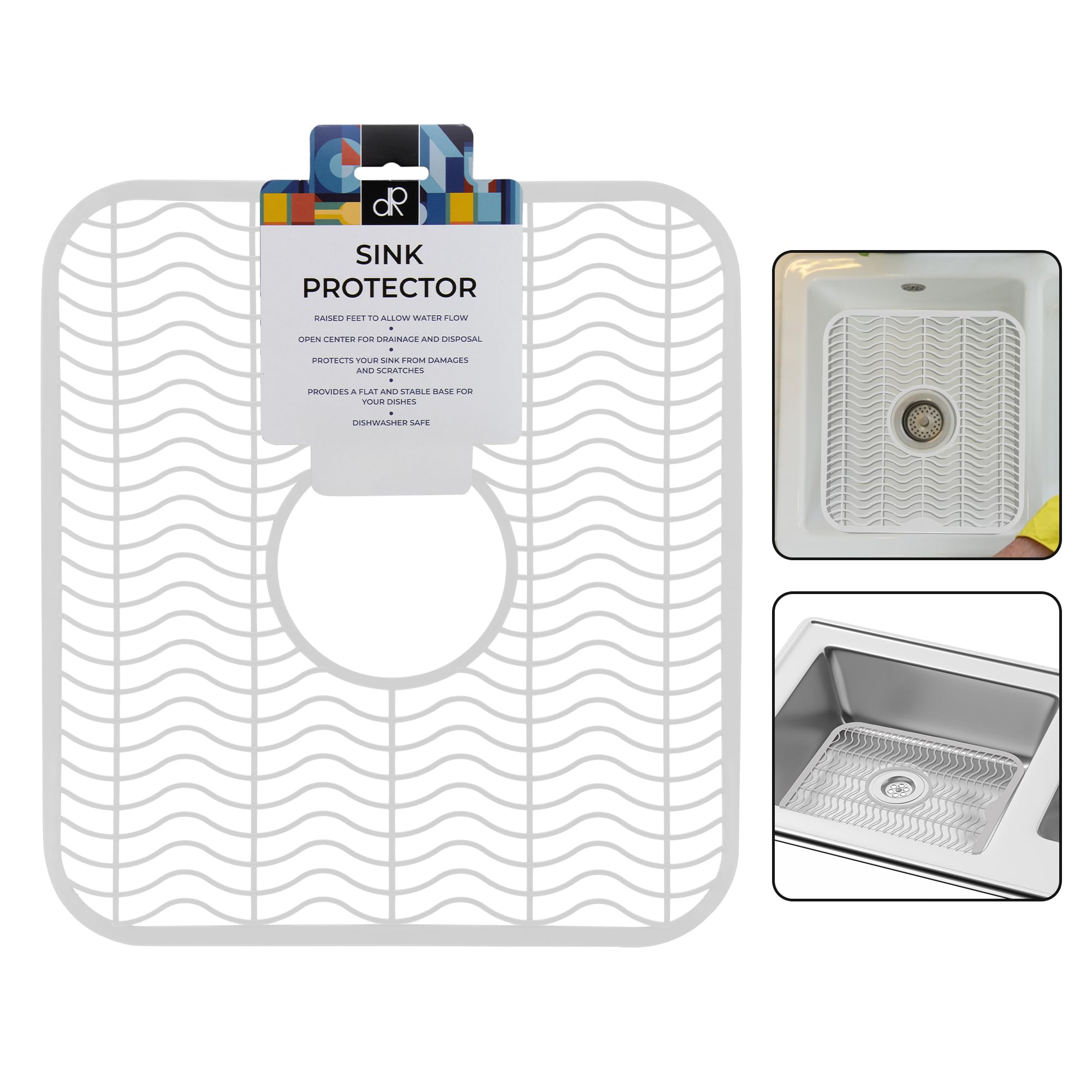 DecorRack Sink Protector for Kitchen Sink, 12 x 11 inches, Kitchen Sink Dish Mat, Protect Sink from Stains, Damage, Scratches, Dishwasher Safe Sink Grid (1 Pack)