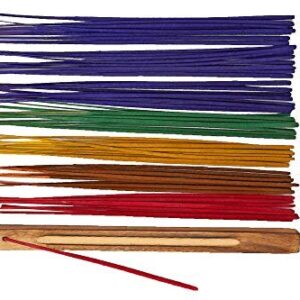 Chakra & Luck Ultra Premium Natural Incense Sticks. 7 Chakras, 49 Piece Variety Gift Pack in Lotus, Jasmine, Eucalyptus, Rose, Lavender, Ylang - Ylang and Cedar Scents with a Free Wood Stick Holder