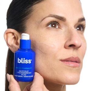 Bliss Renew & Smooth Night Face Serum- AHA Glycolic + Polyhydroxy Acid - Exfoliating, Brightens Resurfacing Dull Dry Skin, For Hydrating Radiant Glowing Skin - Vegan & Dermatologist Tested - 1 Floz