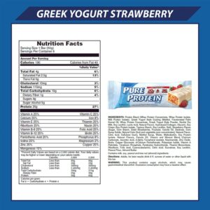 Pure Protein Strawberry Greek Yogurt Protein Bars, 1.76 oz, 6 Count, 2 Pack (Packaging May Vary)