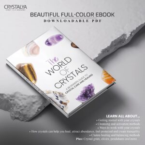 CRYSTALYA Large Premium Crystals and Healing Stones in Wooden Gift Box + 50pg EBOOK – 7 Chakra Tumbled Gemstones, Amethyst Crystal, Rose Quartz, Quartz Crystal Point, and Info Guide, Made in U.S.A.