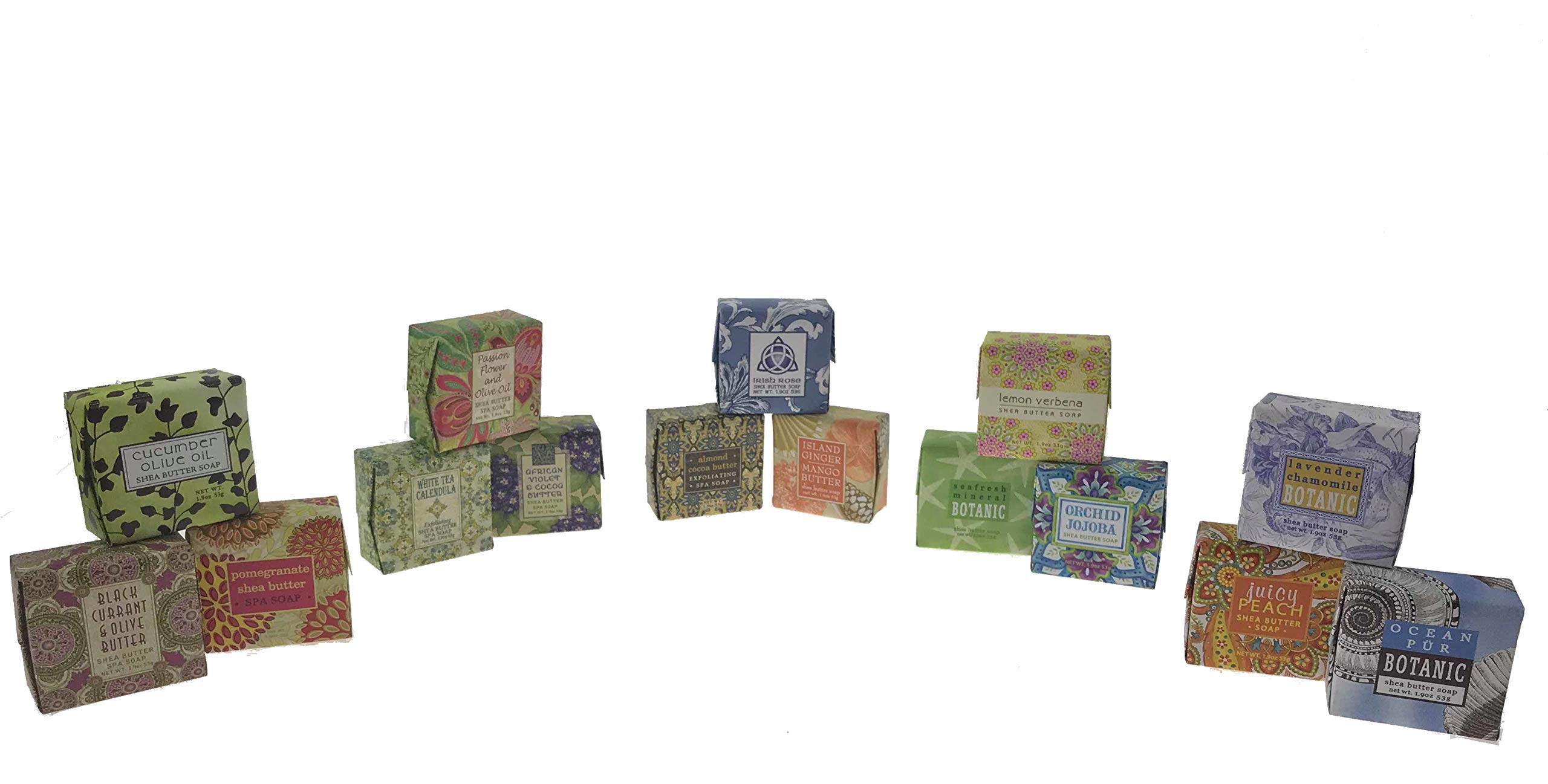 Greenwich Bay Soap Sampler Assorted 15 (1.9 oz Bar) Pack - Enriched with Shea Butter, Essential Oils, Natural Extracts (Custom Pack)