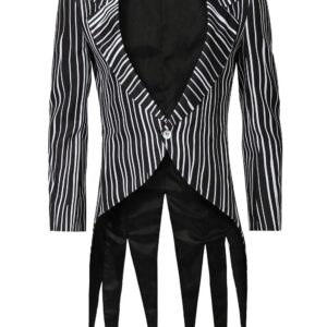 Men Jack Costume Nightmare Cosplay Stripe Jacket Pants with Bowtie XL