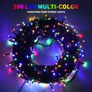 MZD8391 105FT 300LEDs Christmas Lights Outdoor Indoor String Lights 8 Modes Memory Function for Christmas Tree Party Decoration, 100% UL Listed (4 Sets CONNECTABLE) Multi-Color