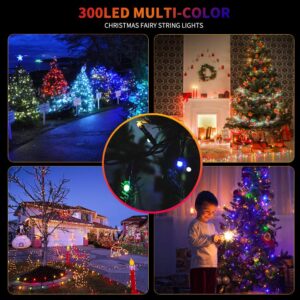 MZD8391 105FT 300LEDs Christmas Lights Outdoor Indoor String Lights 8 Modes Memory Function for Christmas Tree Party Decoration, 100% UL Listed (4 Sets CONNECTABLE) Multi-Color