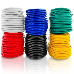 GS Power 16 AWG (American Wire Gauge) OFC Pure Copper Automotive Primary Wire 6 Roll Color Combo (50 Feet Roll, 300 FT Total) for 12V Car Audio Video Trailer Harness Wiring (Also in 14 & 18 GA Combo)