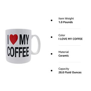 Mug BIG Coffee Mug oversize 28 ounces Mega Size Cup, Extra Large for Big drinks, Office desk decor novelty Gift Coffee Lovers XL Coffee Mug (I LOVE MY COFFEE)