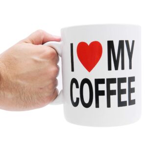 Mug BIG Coffee Mug oversize 28 ounces Mega Size Cup, Extra Large for Big drinks, Office desk decor novelty Gift Coffee Lovers XL Coffee Mug (I LOVE MY COFFEE)