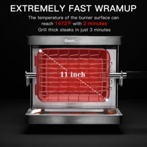 Outdoor Propane Gas Grill Geek Chef Infrared Honey Comb BBQ Non-Smoke Burner with Stainless Steel 360° Rotisserie Mesh Wave-Rack Grill Basket German Craftsmanship Design & Technology Gas Grills