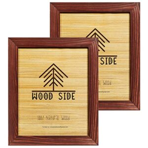 rustic wooden picture frames 8x10 - cherry - set of 2 - natural eco solid wood and high definition real glass for wall hanging and tabletop photo frame