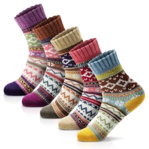 fyc women socks winter - gifts for women - warm thick soft wool socks christmas gifts socks cozy crew socks, multicolor, one size