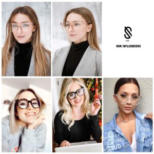 SOJOS Oversized Square Anti Blue Light Blocking Glasses for Women Thick Computer Eyeglasses Double Metal Studs SJ5053 with Tortoise Frame/Anti-Blue Light Lens