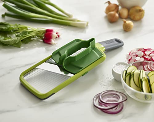 Joseph Joseph Multi Hand-held Mandoline Slicer with Food Grip and Adjustable Blades Dishwasher Safe, One-size, Green