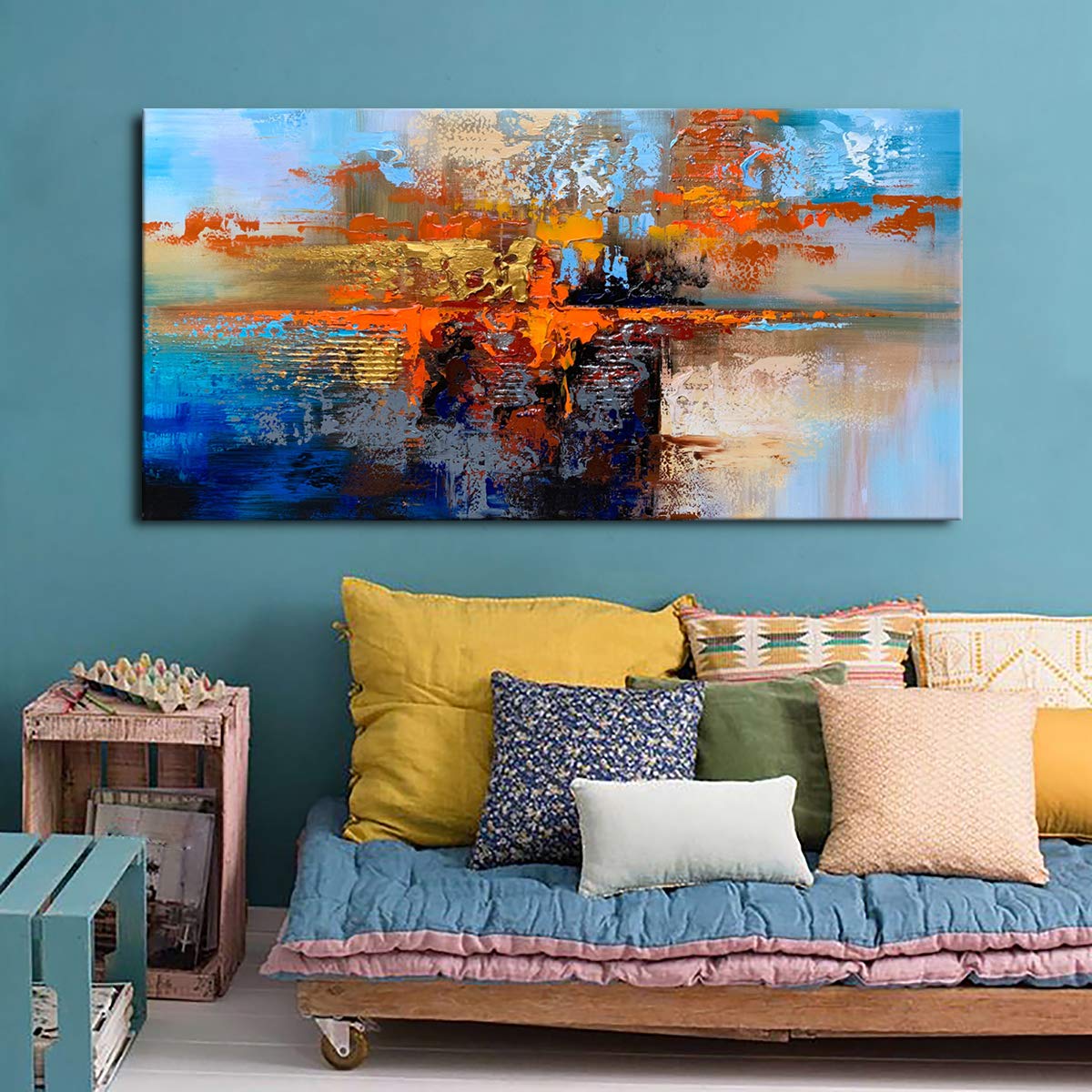 Hand Painted Abstract Oil Painting on Canvas Modern Wall Art Decor