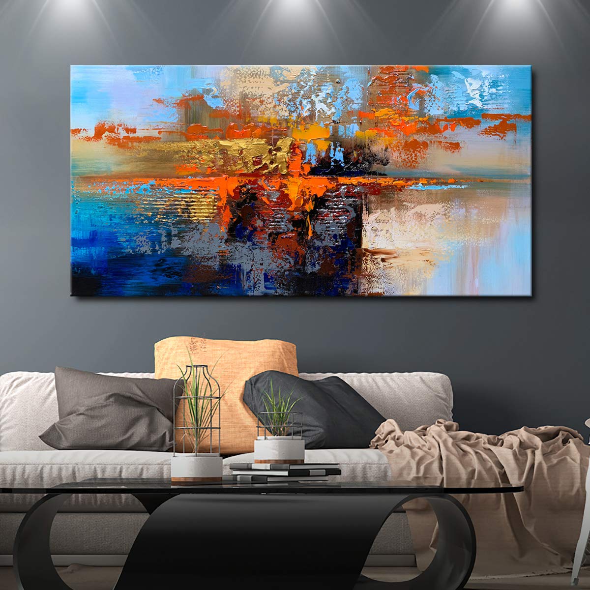 Hand Painted Abstract Oil Painting on Canvas Modern Wall Art Decor