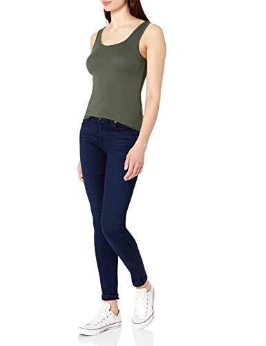 Amazon Essentials Women's Slim-Fit Tank, Pack of 2, Dark Olive/Gold, Large