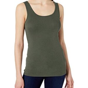 Amazon Essentials Women's Slim-Fit Tank, Pack of 2, Dark Olive/Gold, Large