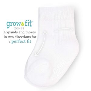 Fruit of the Loom Baby 14-Pack Grow & Fit Flex Zones Cotton Stretch Socks - Unisex, Girls, Boys (6-12 Months, Grey)